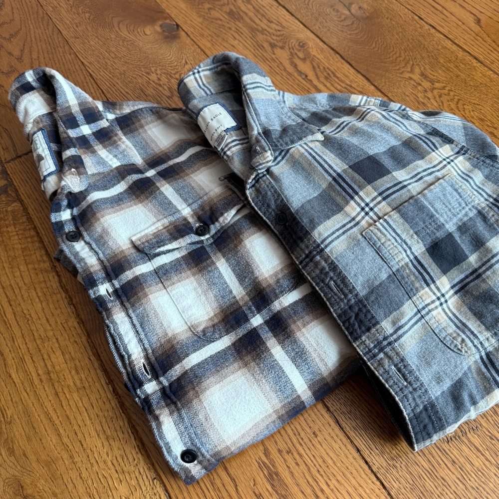 Two American Eagle Men’s Flannel Shirts, Size M